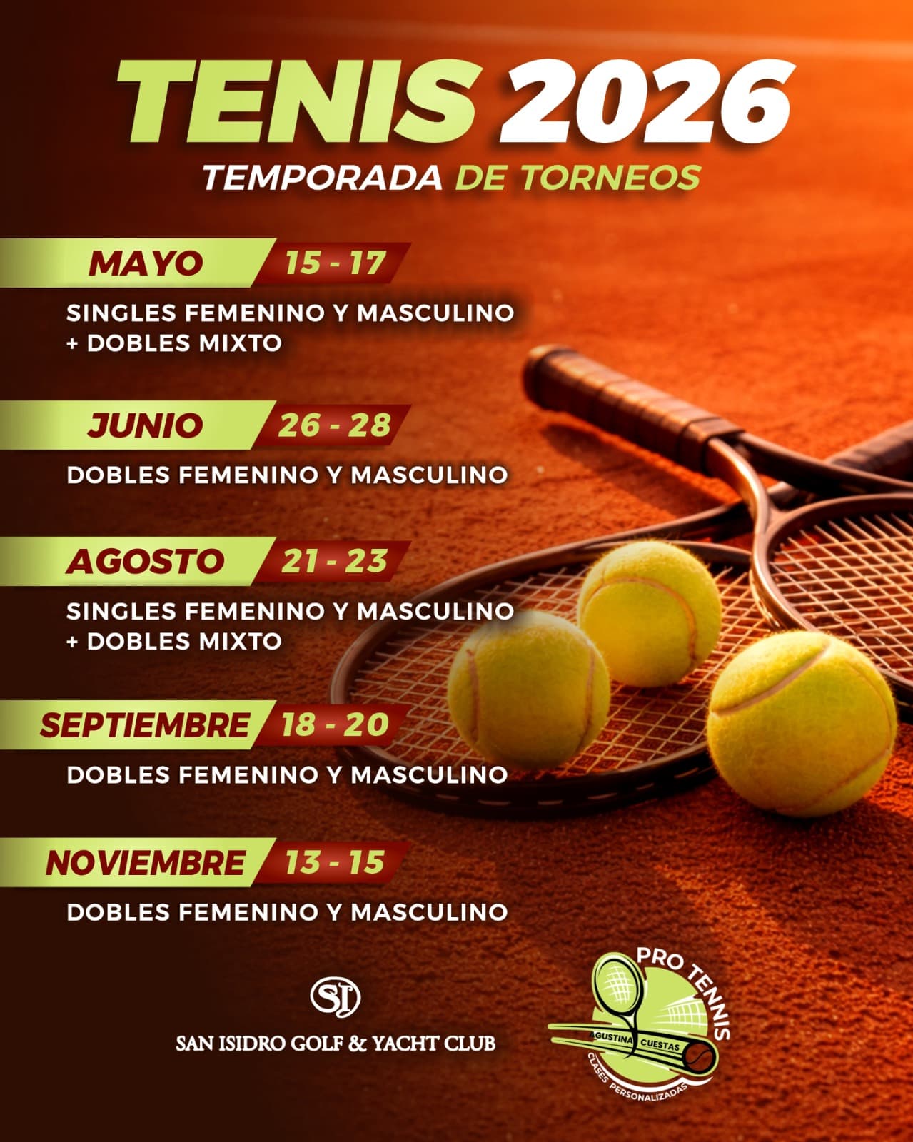 Temporada de Torneos de Tenis 2026 — Flyer del torneo 1